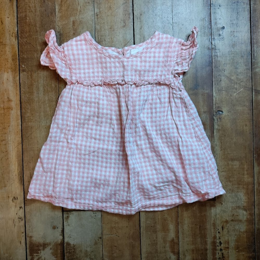 Cat & Jack shirt 2T pink gingham lined tunic style cotton summer boho
